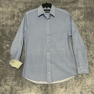 Nick Graham Stretch Mordern Fit Blue Long Sleeve Shirt Size Medium